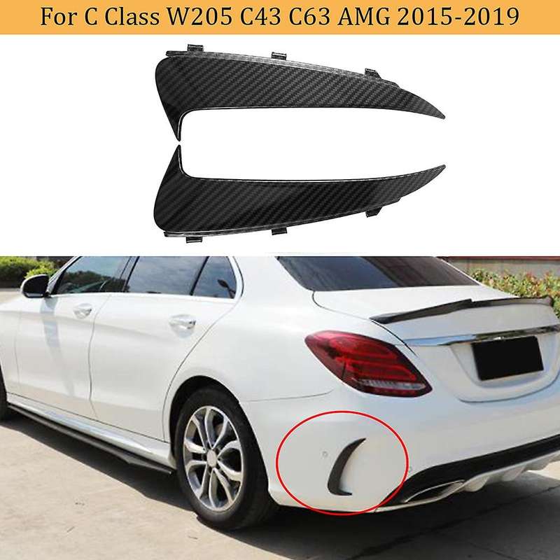 Carbon Fiber Rear Bumper Lip Spoiler Canards Stickers Trim for C Class W205 C43 C63 2015-2019 Snap-i