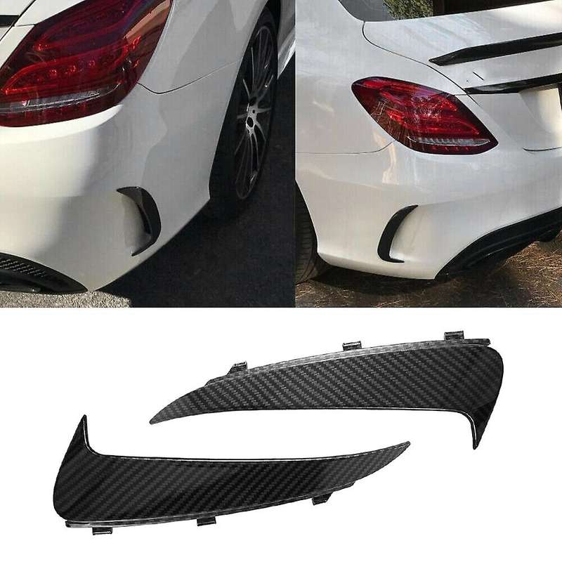 Carbon Fiber Rear Bumper Lip Spoiler Canards Stickers Trim for C Class W205 C43 C63 2015-2019 Snap-i