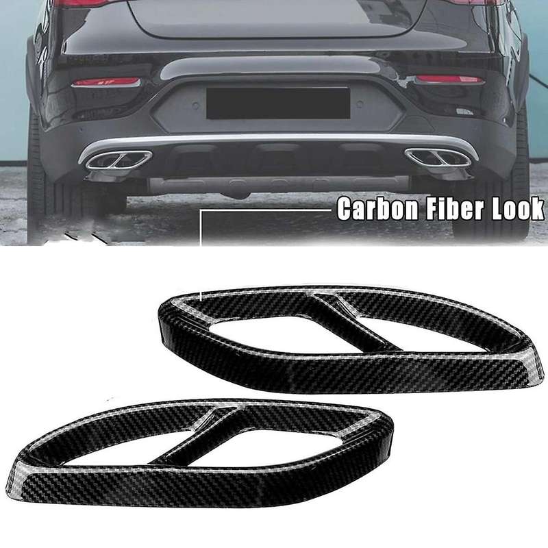 Carbon Fiber Rear Dual Exhaust Pipe Stick Cover Trim Exhaust Muffler Panel for C E GLC GLS Class