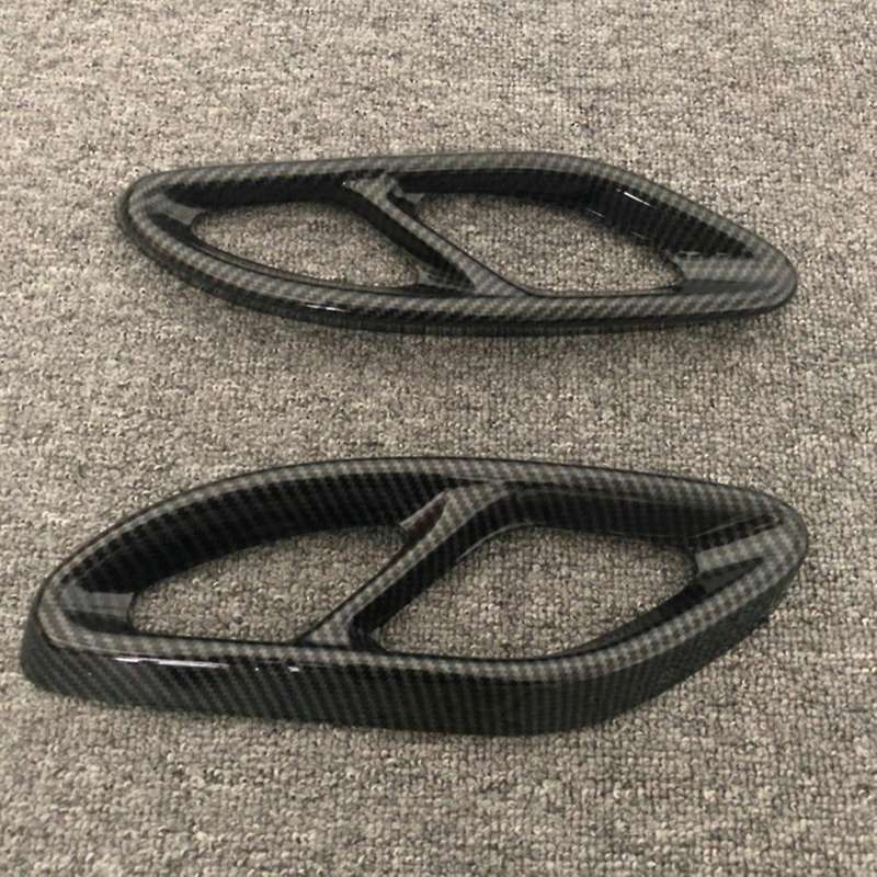 Carbon Fiber Rear Dual Exhaust Pipe Stick Cover Trim Exhaust Muffler Panel for C E GLC GLS Class