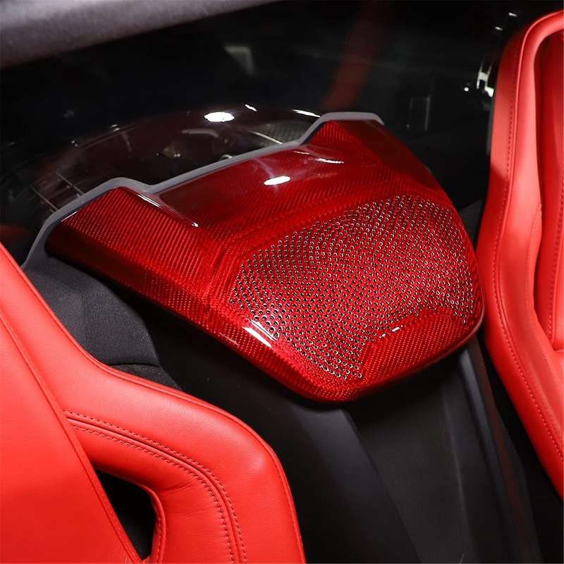 Carbon Fiber Rear Speaker Cover Trim for C8 1LT Coupe 2020-2023 Accessories,Red