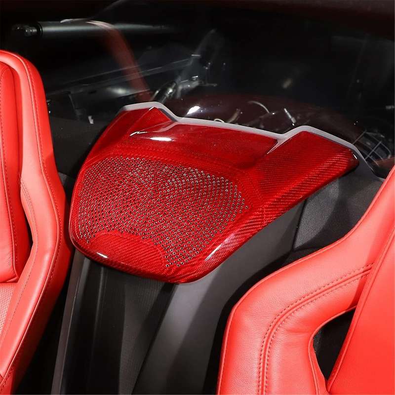 Carbon Fiber Rear Speaker Cover Trim for C8 1LT Coupe 2020-2023 Accessories,Red