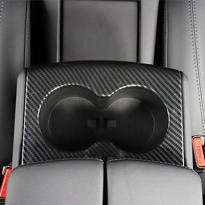 Carbon Fiber Rear Water Cup Holder Frame Cover Trim for Model S/X 2014-2020