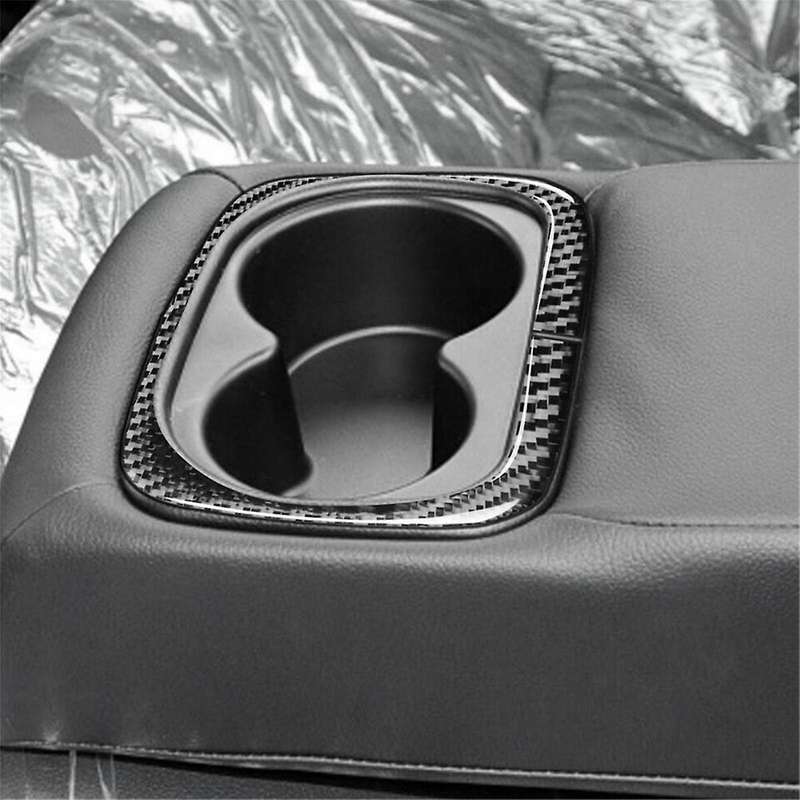 Carbon Fiber Rear Water Cup Holder Frame Cover Trim for 2006-2011