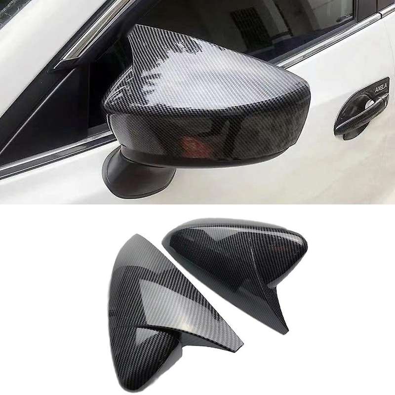 Carbon Fiber Rearview Mirror Cover Door Side Wing Mirror Caps Trim Shell for 3 Axela 2019 2020