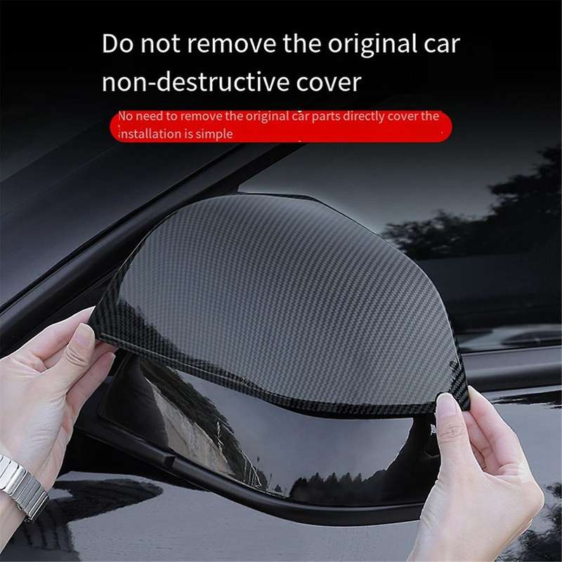 Carbon Fiber Rearview Mirror Housing Rearview Mirror Protector Cover for Model Y Car Decoration