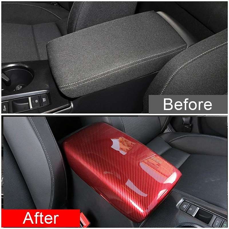 Carbon Fiber Red Interior Seat Armrest Box Panel Trim Car Central Armrest Box Panel for 11th 2021-20