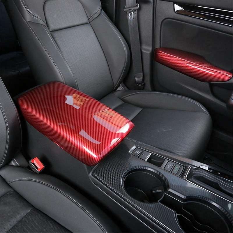 Carbon Fiber Red Interior Seat Armrest Box Panel Trim Car Central Armrest Box Panel for 11th 2021-20