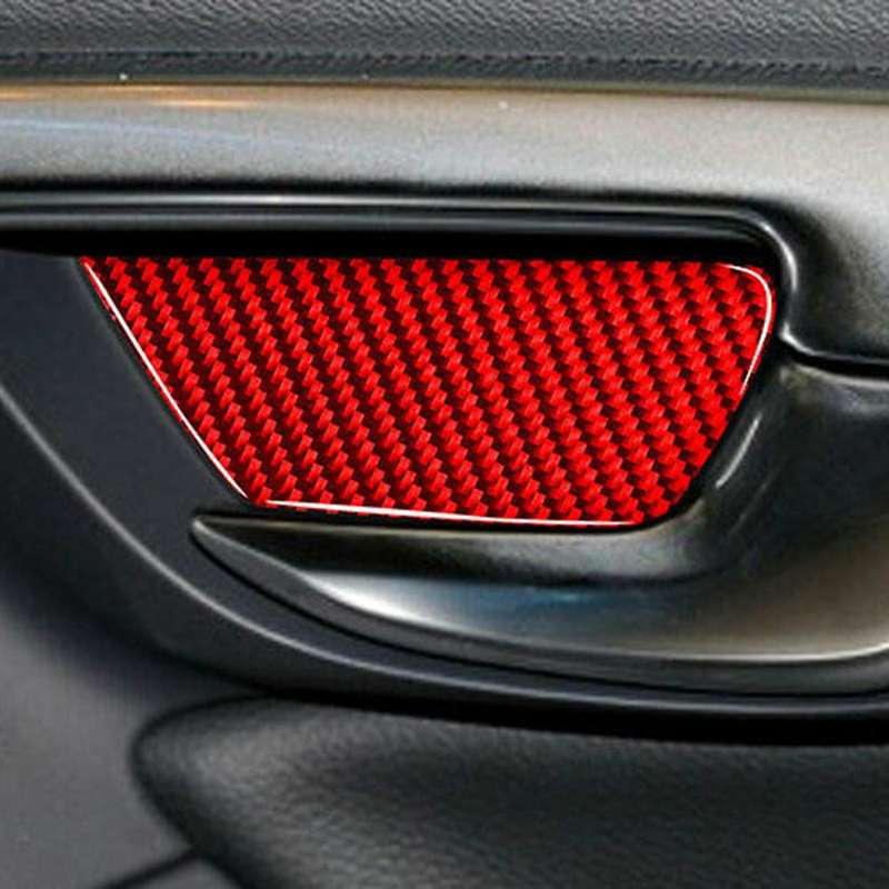Carbon Fiber Red Interior Door Bowl Panel Trim Cover Door Handle Accessories Sticker for S60 V60 XC