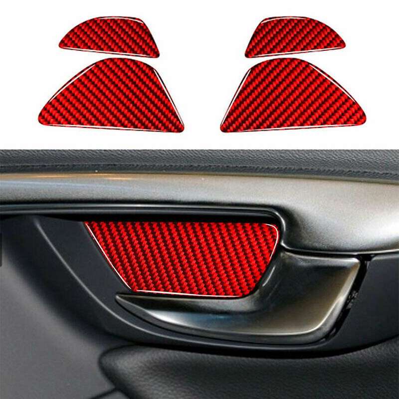Carbon Fiber Red Interior Door Bowl Panel Trim Cover Door Handle Accessories Sticker for S60 V60 XC