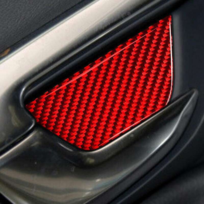 Carbon Fiber Red Interior Door Bowl Panel Trim Cover Door Handle Accessories Sticker for S60 V60 XC
