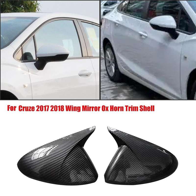 Carbon Fiber Side Door Rearview Mirror Cover Housing Cap for Cruze 2017 2018 Wing Mirror Ox Horn Tr