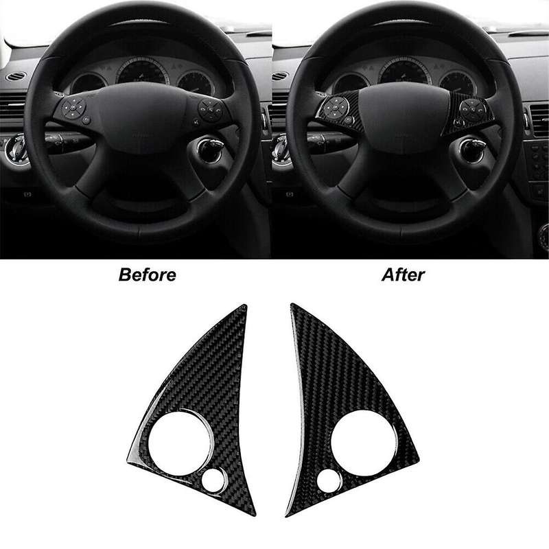 Carbon Fiber Steering Wheel Button Trim for - C Class W204 2007-2010