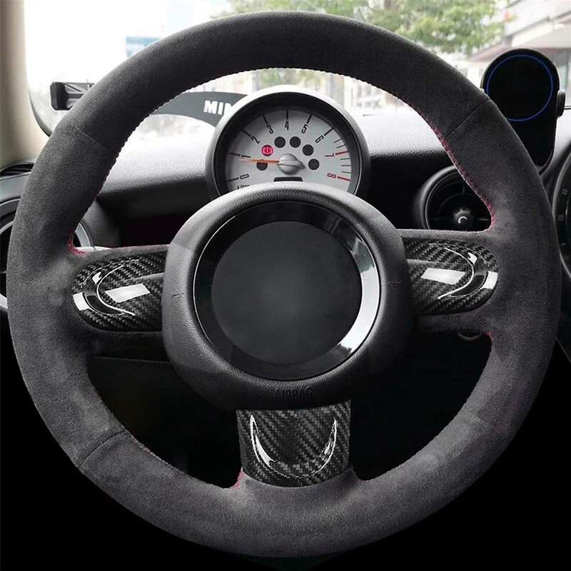 Carbon Fiber Steering Wheel Cover Trim Steering Wheel Instrument Panel Cover Moulding for R55 R56 R5