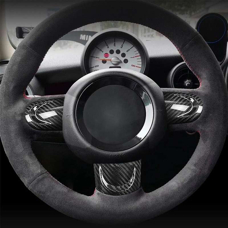Carbon Fiber Steering Wheel Cover Trim Steering Wheel Instrument Panel Cover Moulding for R55 R56 R5