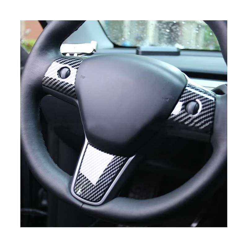 Carbon Fiber Steering Wheel Protective Frame Patch Trim for Model Y