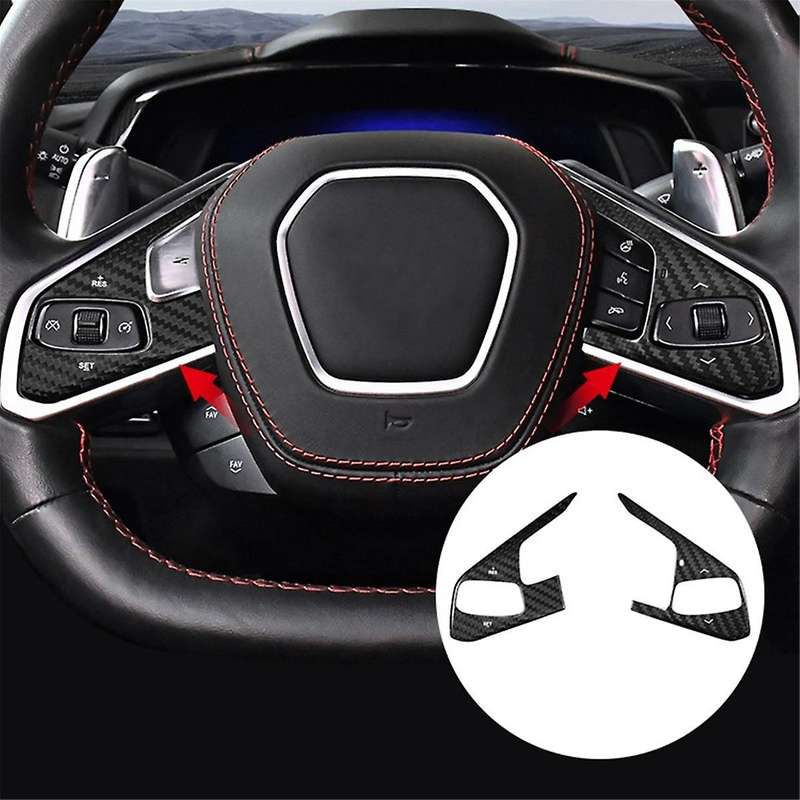 Carbon Fiber Steering Wheel Panel Sticker for C8 2020-2023 Steering Wheel Decoration
