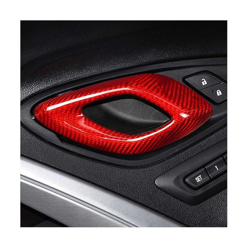 Carbon Fiber Sticker Car Inner Handle Cover Accessories for 2016-2023(Red)