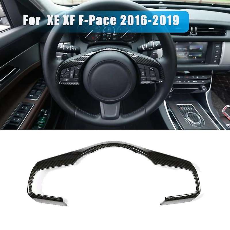Carbon Fiber Style ABS Steering Wheel Trim Sticker Cover Decoration for XE/XF/F-Pace 2016-2019 Car A