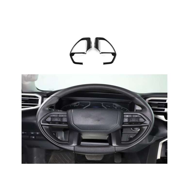 Carbon Fiber Style Car Steering Wheel Sequins Decorative Frame Button Trim Interior Patch for 2022-
