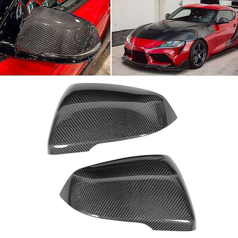 Carbon Fiber Style Car Side Mirror Cover Cap for A90 2018-2020