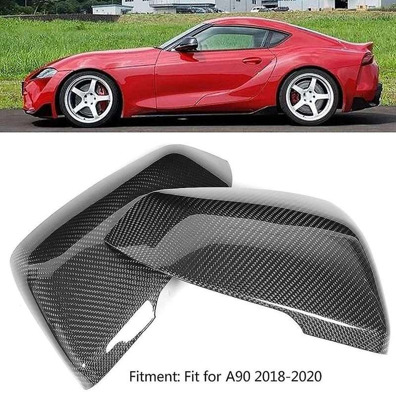 Carbon Fiber Style Car Side Mirror Cover Cap for A90 2018-2020
