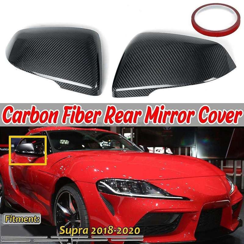 Carbon Fiber Style Car Side Mirror Cover Cap for A90 2018-2020