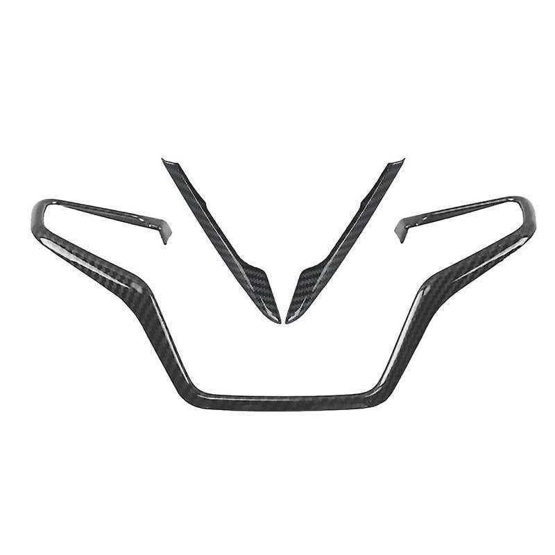 Carbon Fiber Style Car Steering Wheel Button Decor Frame Cover Trim for -V 2017-2021 Accessories, 3P