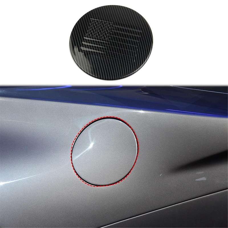 Carbon Fiber Style Fuel Tank Cover Gas Door Molding Trim for 2024 Accessories