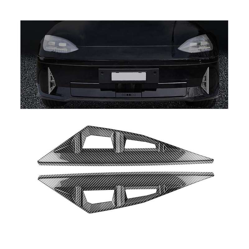 Carbon Fiber Style Front Fog Light Eyebrow Strip Cover Foglight Lamp Trim for Ioniq 6 2022 2023+