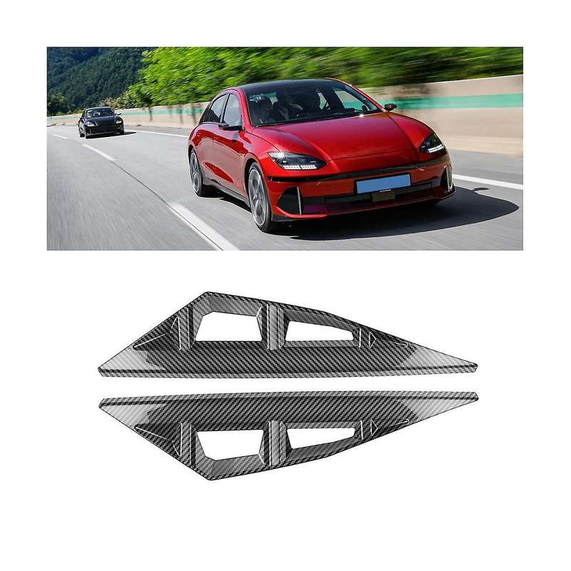 Carbon Fiber Style Front Fog Light Eyebrow Strip Cover Foglight Lamp Trim for Ioniq 6 2022 2023+