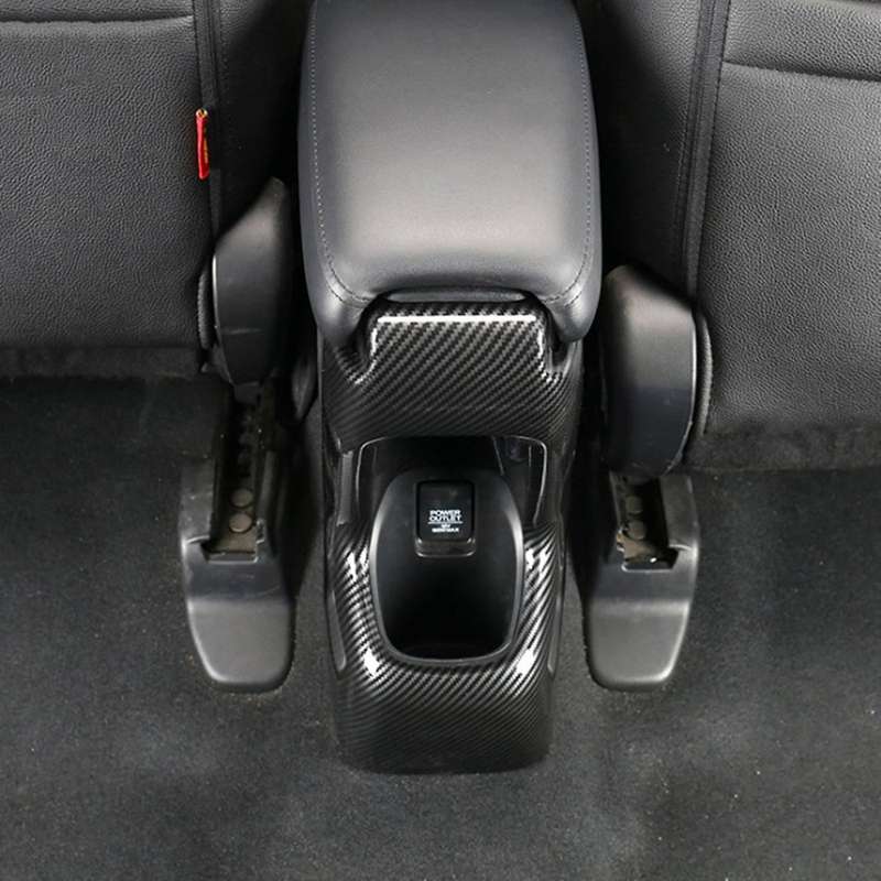 Carbon Fiber Style Rear Armrest Box Anti Kick Cover Trim Fit for -V Vezel 2016 2017 2018 2019