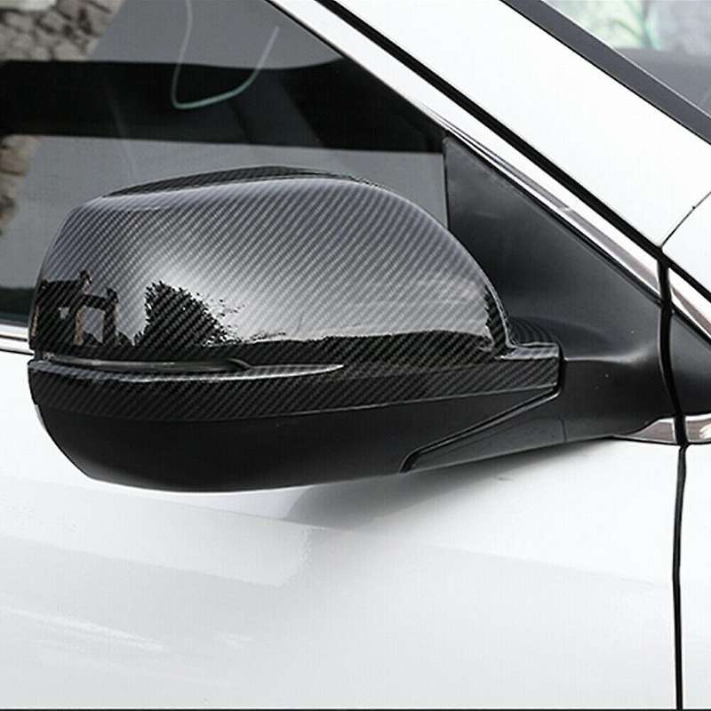 Carbon Fiber Style Rearview Side Mirror Cover Caps Trim for -V 2017-2019
