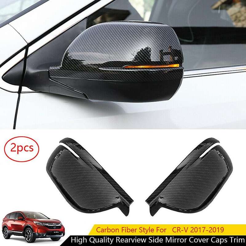 Carbon Fiber Style Rearview Side Mirror Cover Caps Trim for -V 2017-2019
