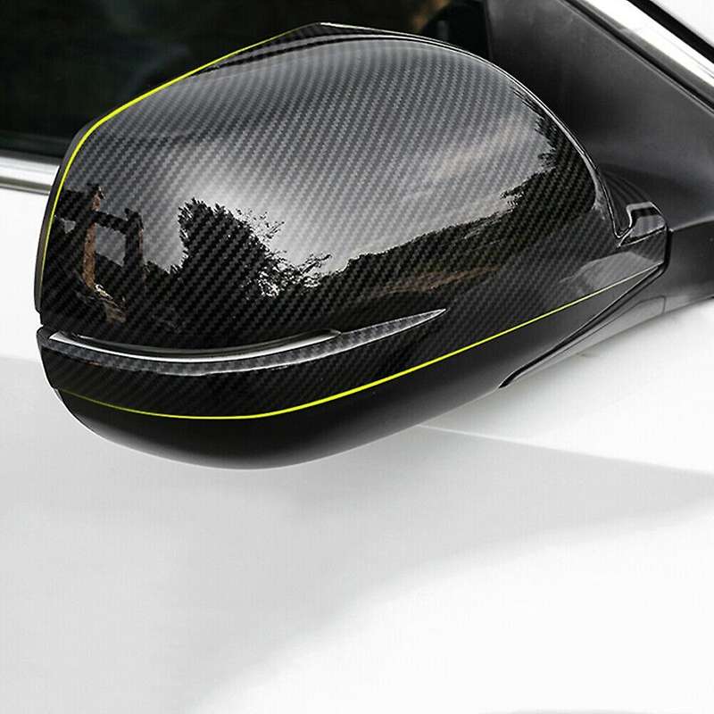 Carbon Fiber Style Rearview Side Mirror Cover Caps Trim for -V 2017-2019