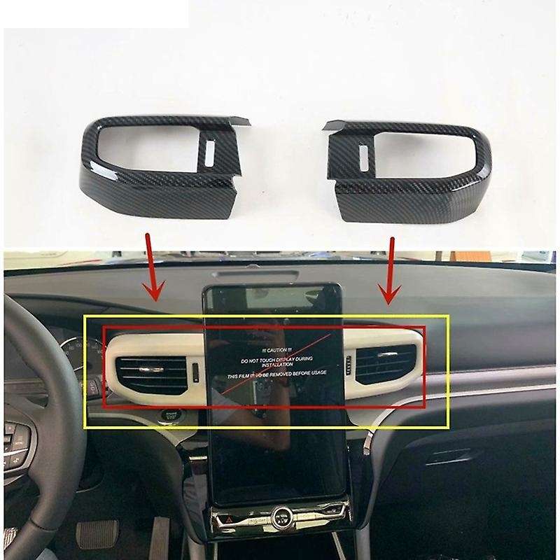 Carbon Fiber Style Middle Air Condition AC Outlet Vent Frame Cover Trim Frame Fit for Explorer 2020