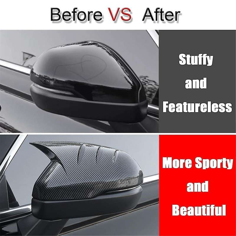 Carbon Fiber Style Rear View Mirror Cover Side Mirror Horn Caps Trim for -V 2023 2024 Accessories