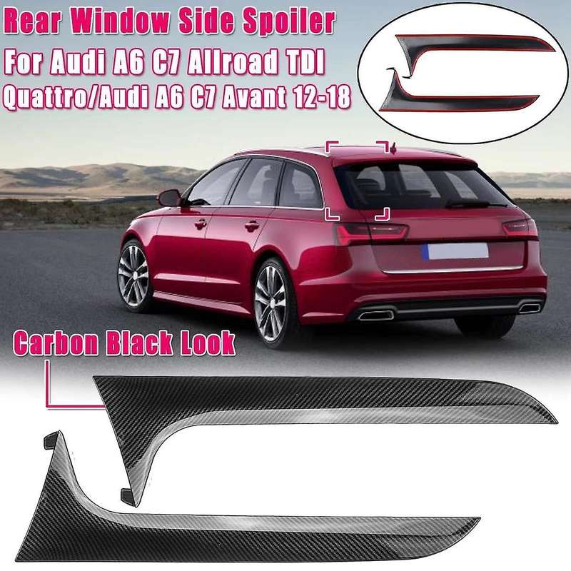 Carbon Fiber Style Rear Behind Window Spoiler Side Strip Cover Trim for - A6 C7 Allroad TDI 2012-201