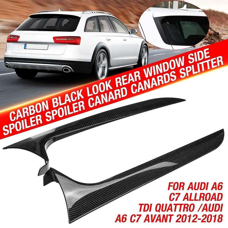 Carbon Fiber Style Rear Behind Window Spoiler Side Strip Cover Trim for - A6 C7 Allroad TDI 2012-201