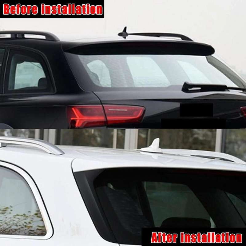 Carbon Fiber Style Rear Behind Window Spoiler Side Strip Cover Trim for - A6 C7 Allroad TDI 2012-201