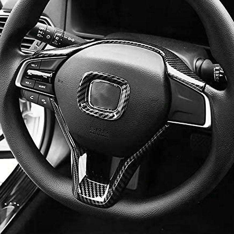 Carbon Fiber Style Steering Wheel Cover Trim Interior for Accord 2018 2019 Black