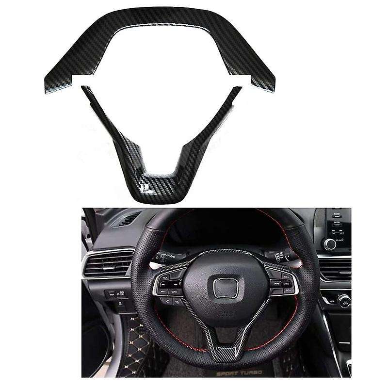 Carbon Fiber Style Steering Wheel Cover Trim Interior for Accord 2018 2019 Black