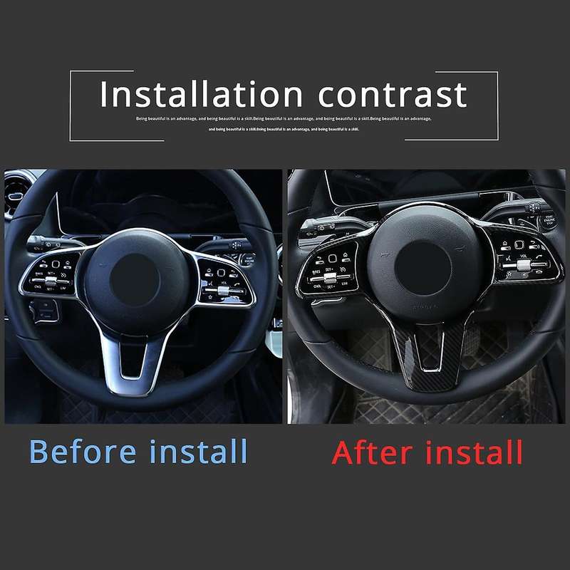 Carbon Fiber Style Steering Wheel Decoration Cover Trim Frame Sticker for GLA Class H247 2020-2021
