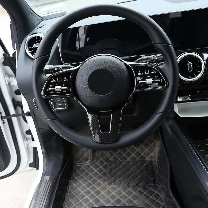 Carbon Fiber Style Steering Wheel Decoration Cover Trim Frame Sticker for GLA Class H247 2020-2021