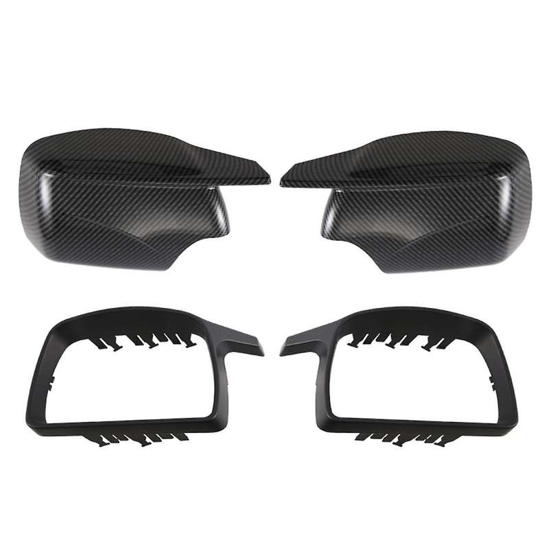 Carbon Fiber Style Side Mirror Cover Caps Replacement New M Look Mirror Covers for X5 E53 1999-2006