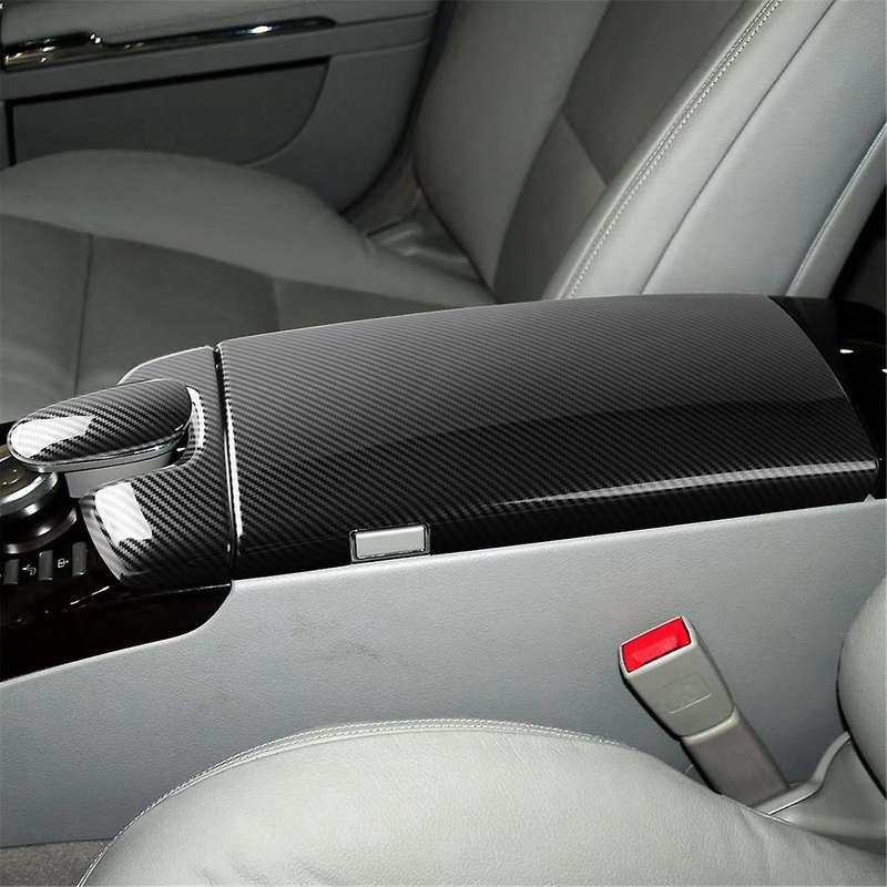 Carbon Fiber Texture Center Console Armrest Box Phone Cover Dial Pad Housing for S Class W221 2007-2
