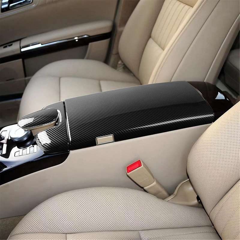 Carbon Fiber Texture Center Console Armrest Box Phone Cover Dial Pad Housing for S Class W221 2007-2