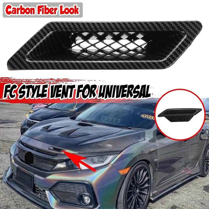 Carbon Fiber Universal Car Front Bumper Hood Vent Air Out Decoration for -A4 B8 Golf -E90 E80 E82 F3