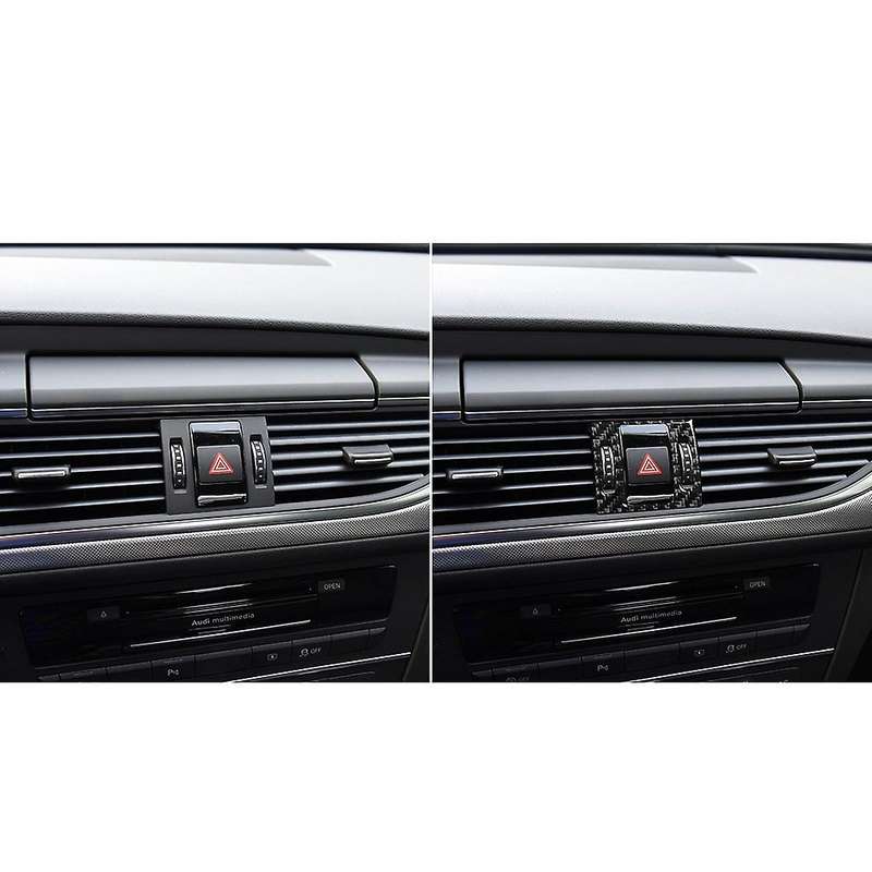 Carbon Fiber Warning Light Sequins Sticker Trim for A6 A7 12-18