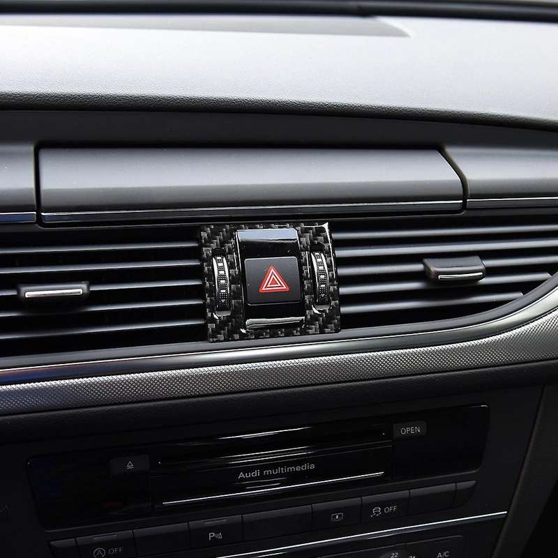 Carbon Fiber Warning Light Sequins Sticker Trim for A6 A7 12-18